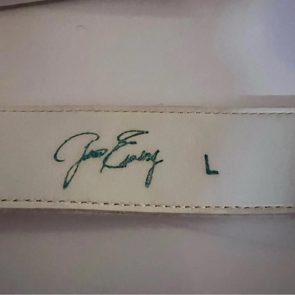 Vintage Western Canvas Belt SZ L Cream Silver - Picture 9 of 9